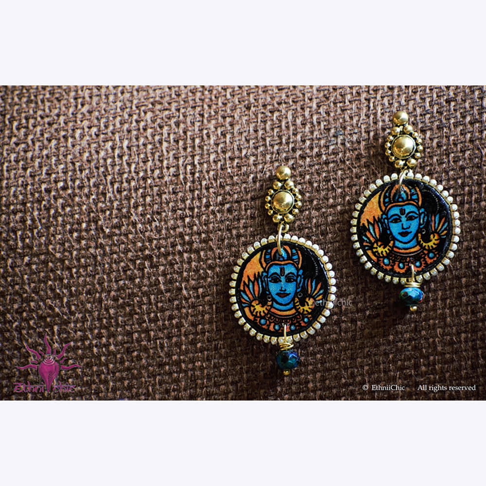 Hand painted Earrings - Mural face 12 image 0
