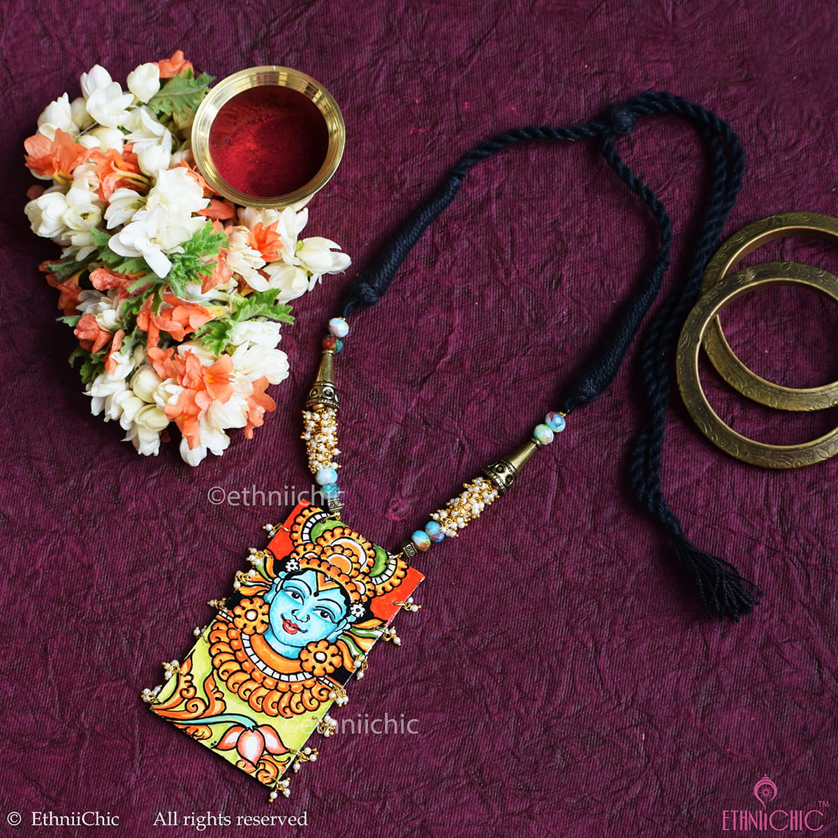 Hand painted Kerala Mural Neck piece 27