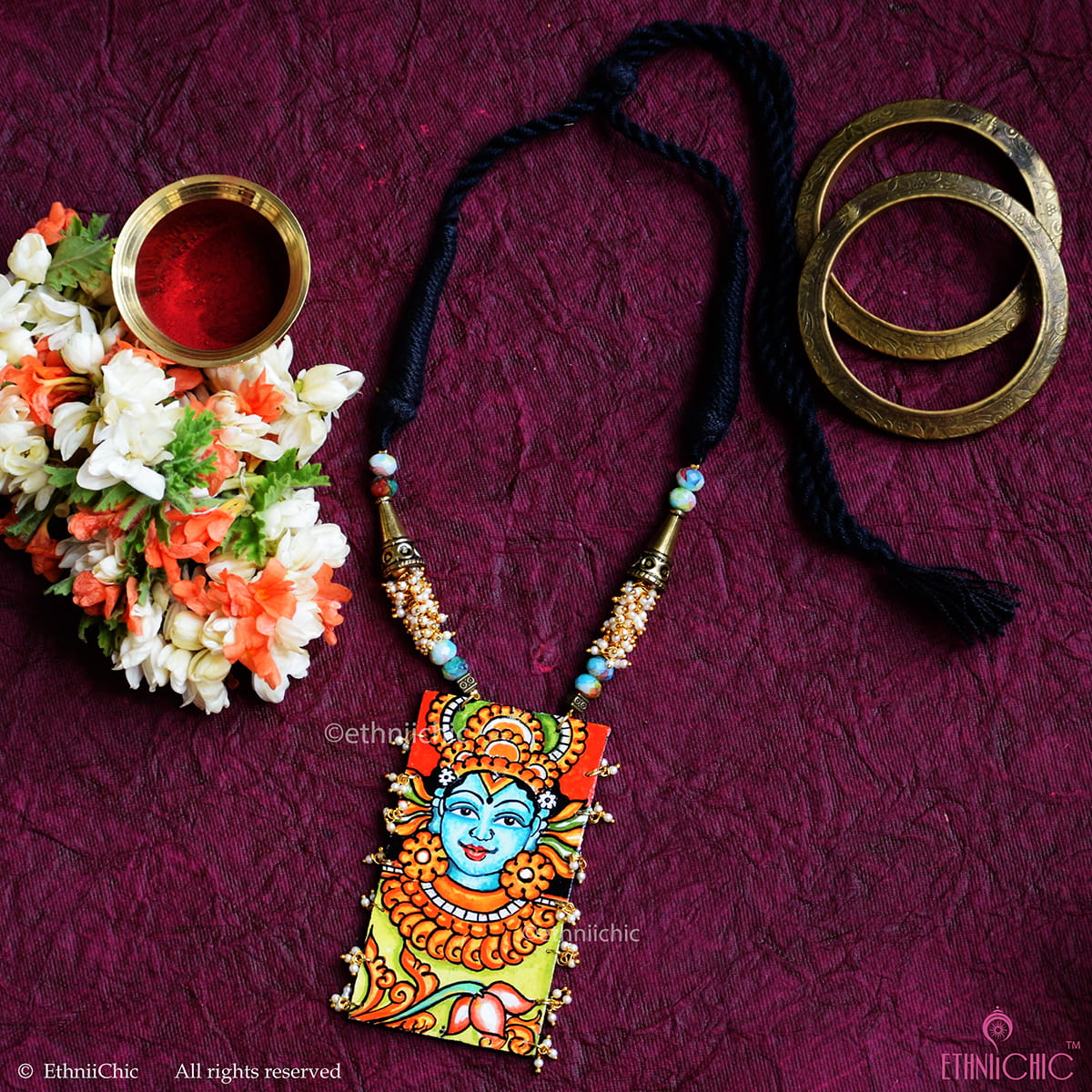 Hand painted Kerala Mural Neck piece 27