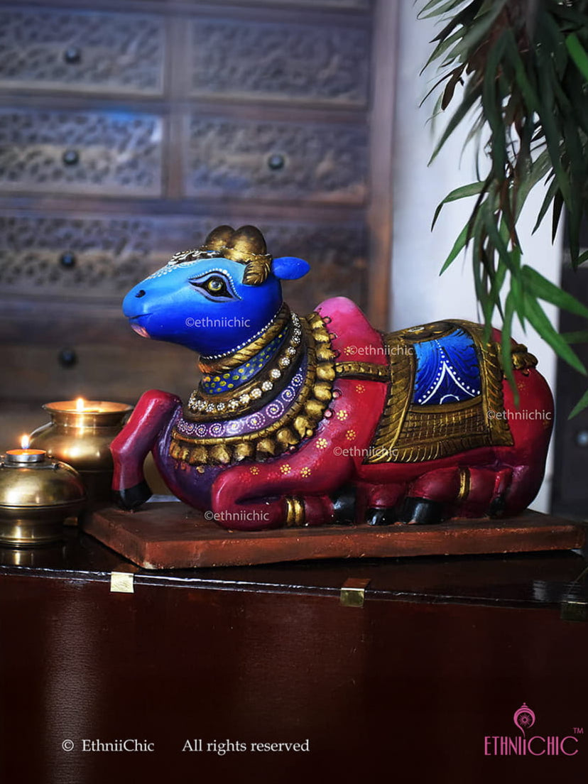 Wooden Hand painted Nandi - 17"