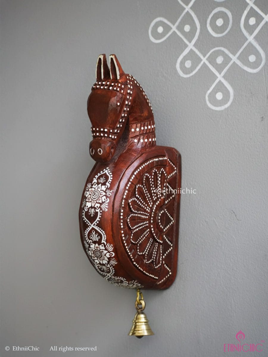 Wooden Handcarved Hand painted Horse Corbel