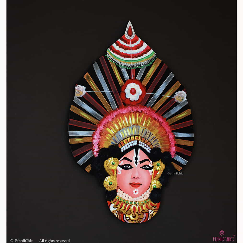Hand Painted Wooden Yakshagana Mask - 2-in-1 Decor image 3