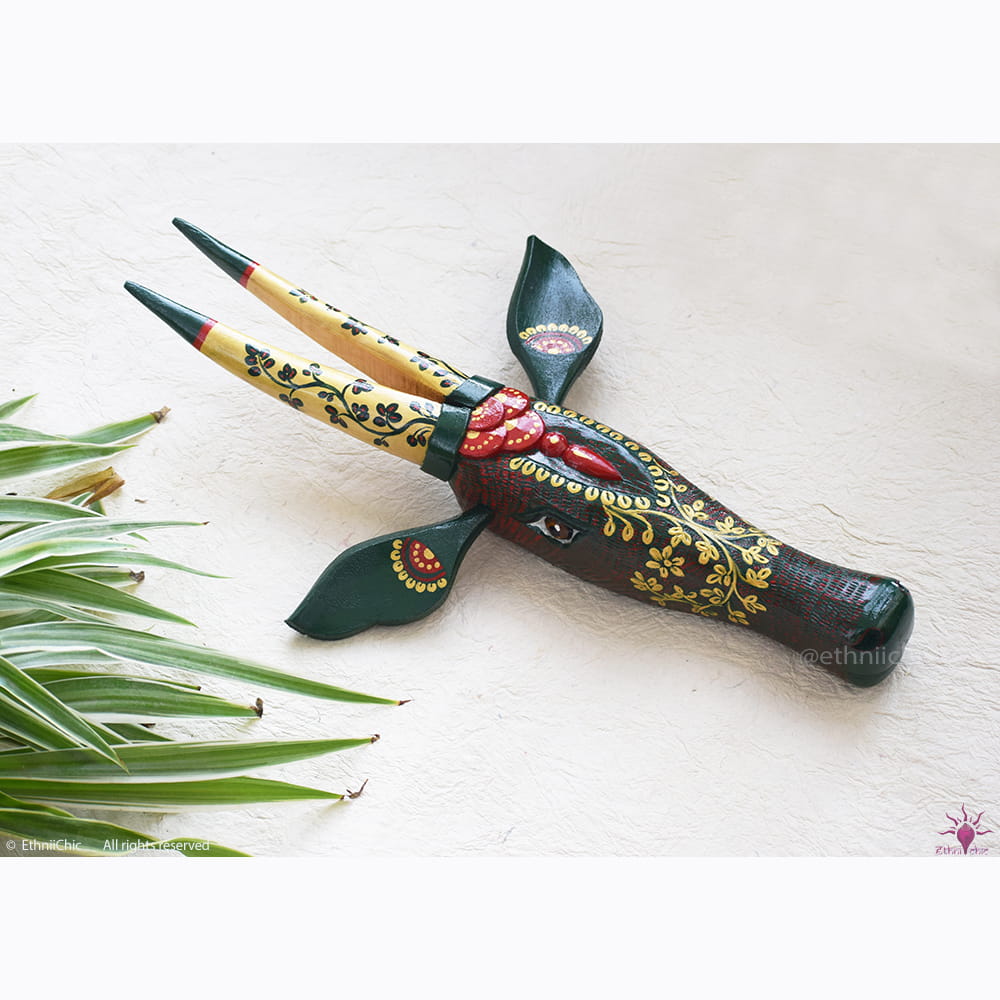 Hand painted 18" Narrow Cow Head - Emerald Green image 5