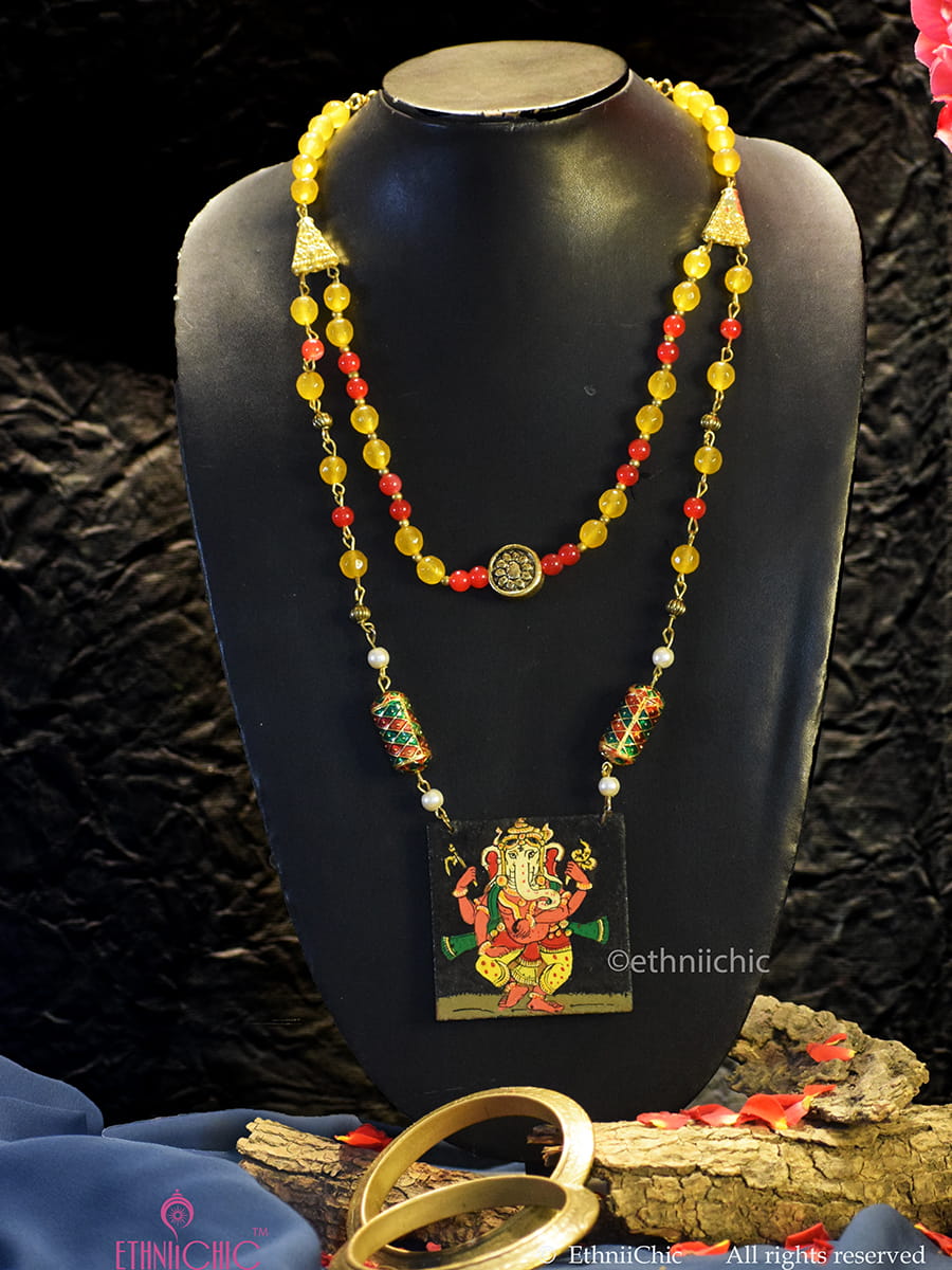 Hand painted Ganesh Double Layer Necklace