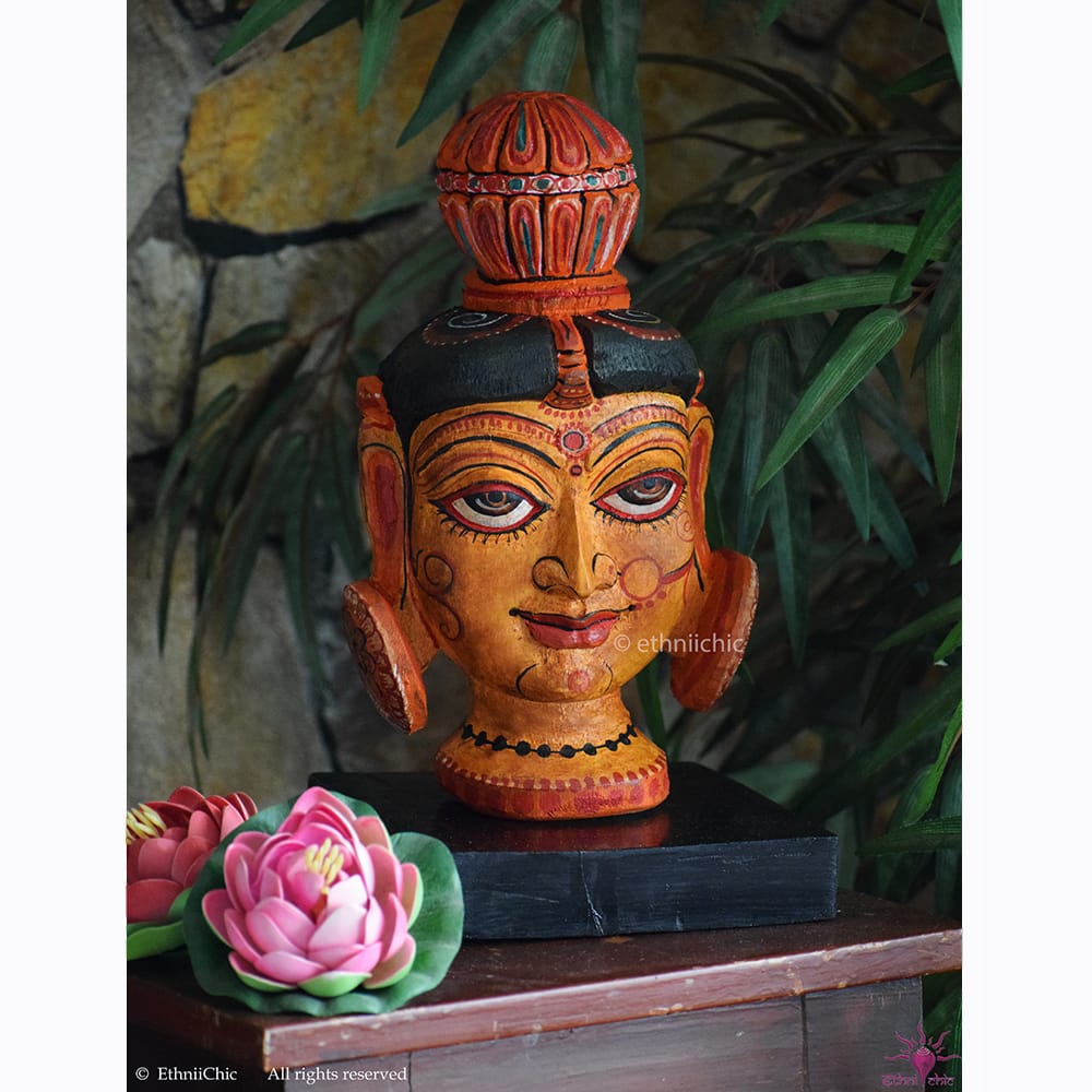 Wooden Hand Painted Sita Head image 0