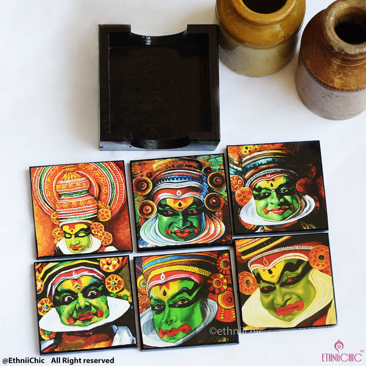 Wooden Tea Coasters - Kathakali image 0