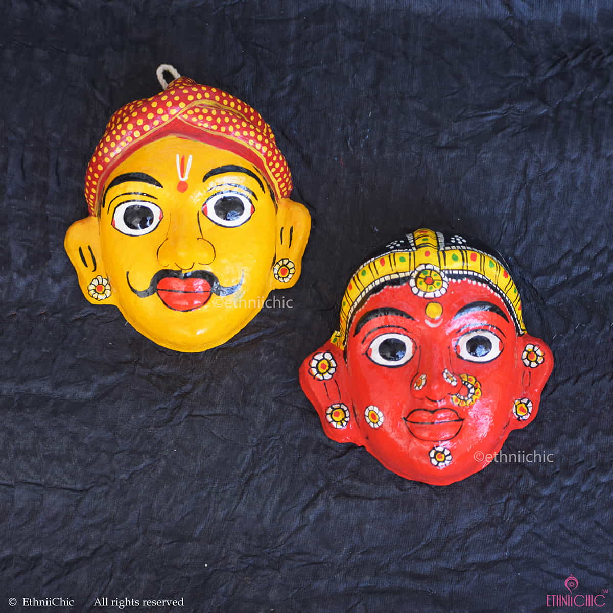Handmade Yellow & Orange Cheriyal Mask image 0