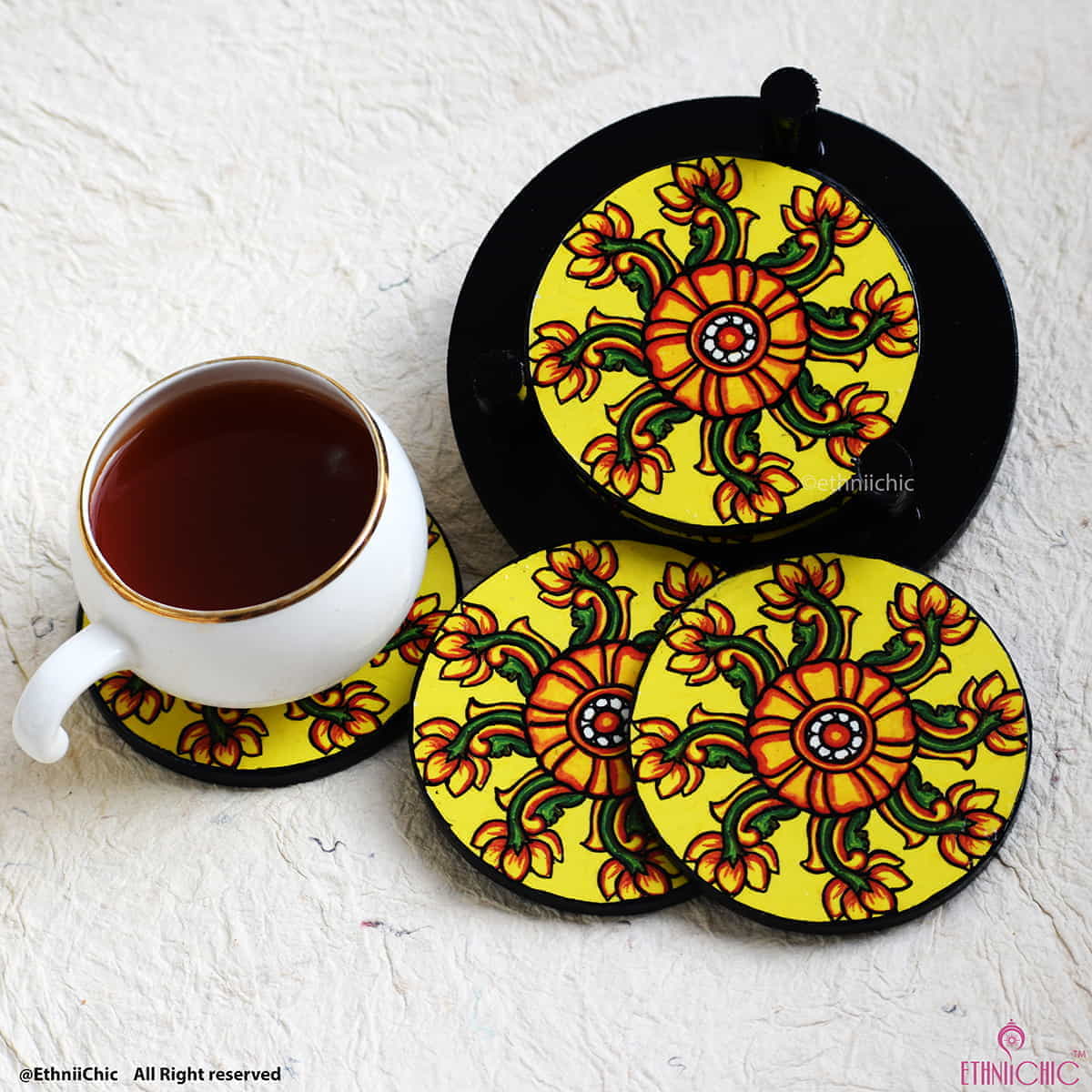 Coasters - Round - Kerala Mural Flower image 0