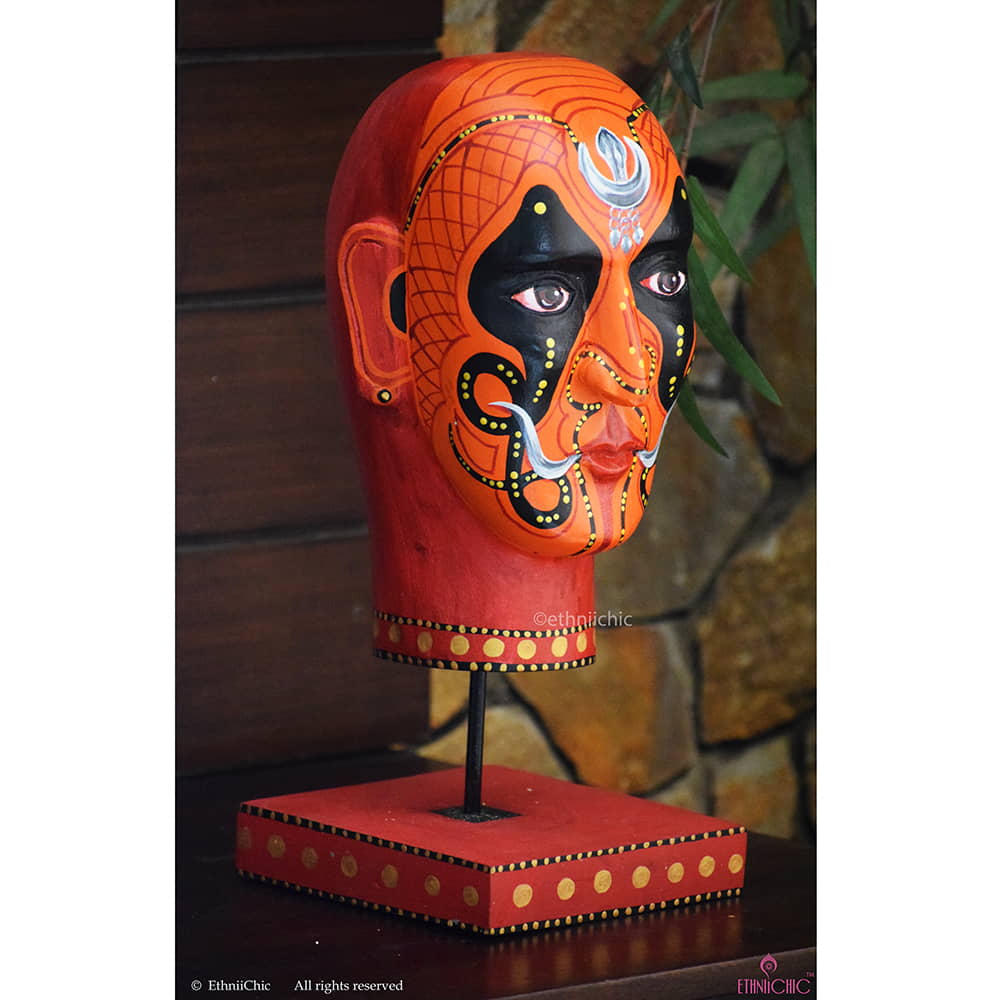 Hand painted Wooden Nagakaali Theyyam Head image 2