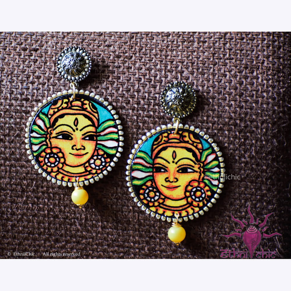 Hand painted Ear rings - Mural face 1 image 0