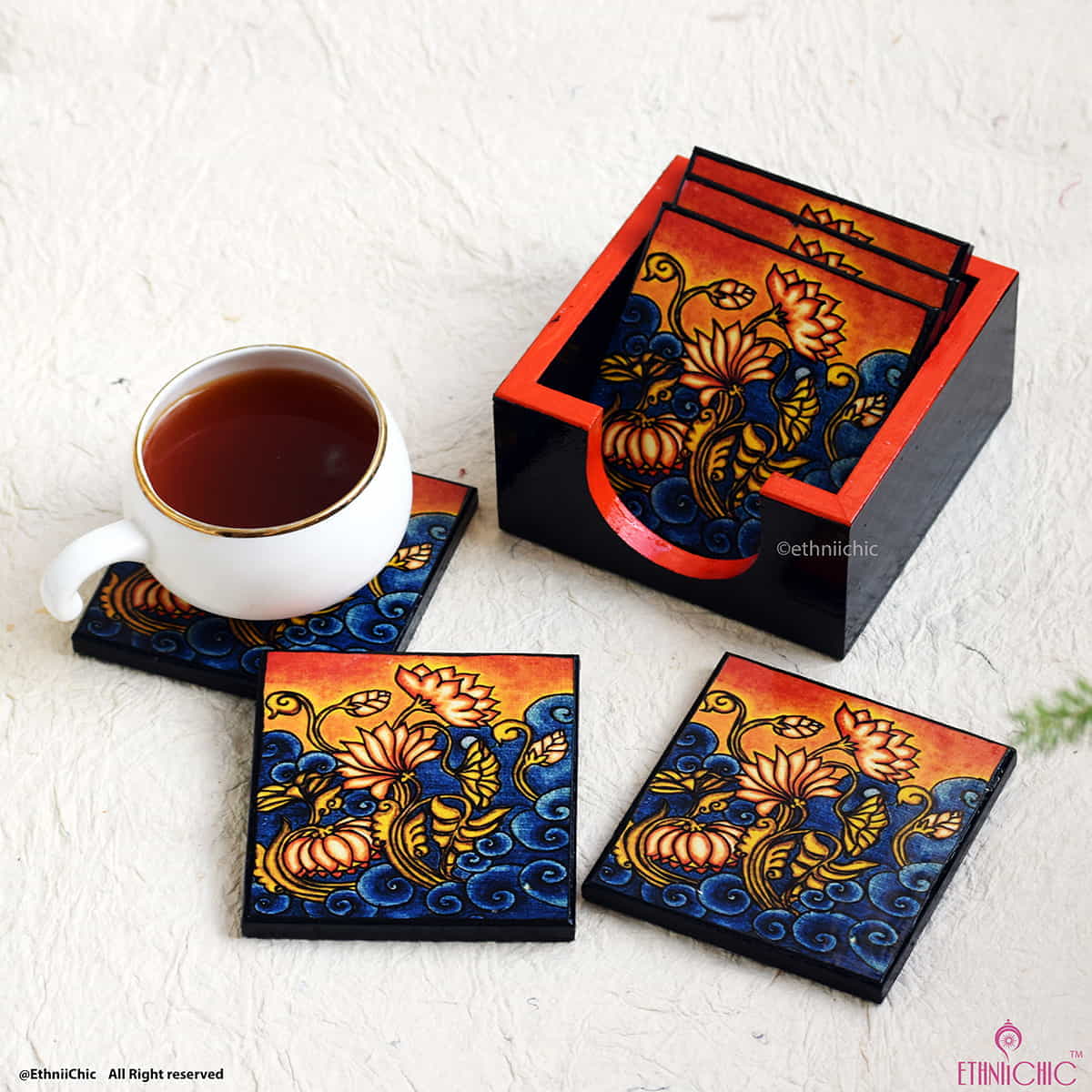 Coasters - Kerala Mural Lotus A image 0