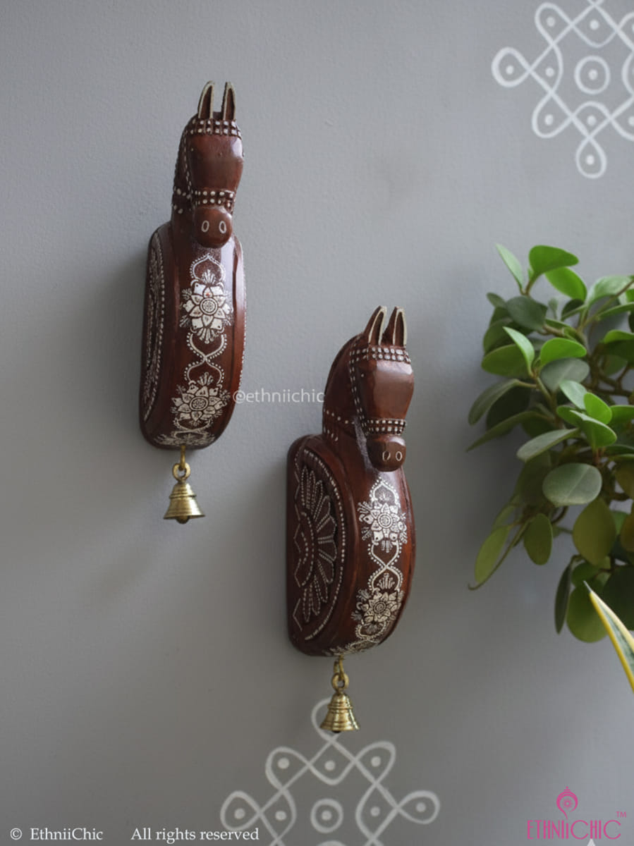 Wooden Handcarved Hand painted Horse Corbel