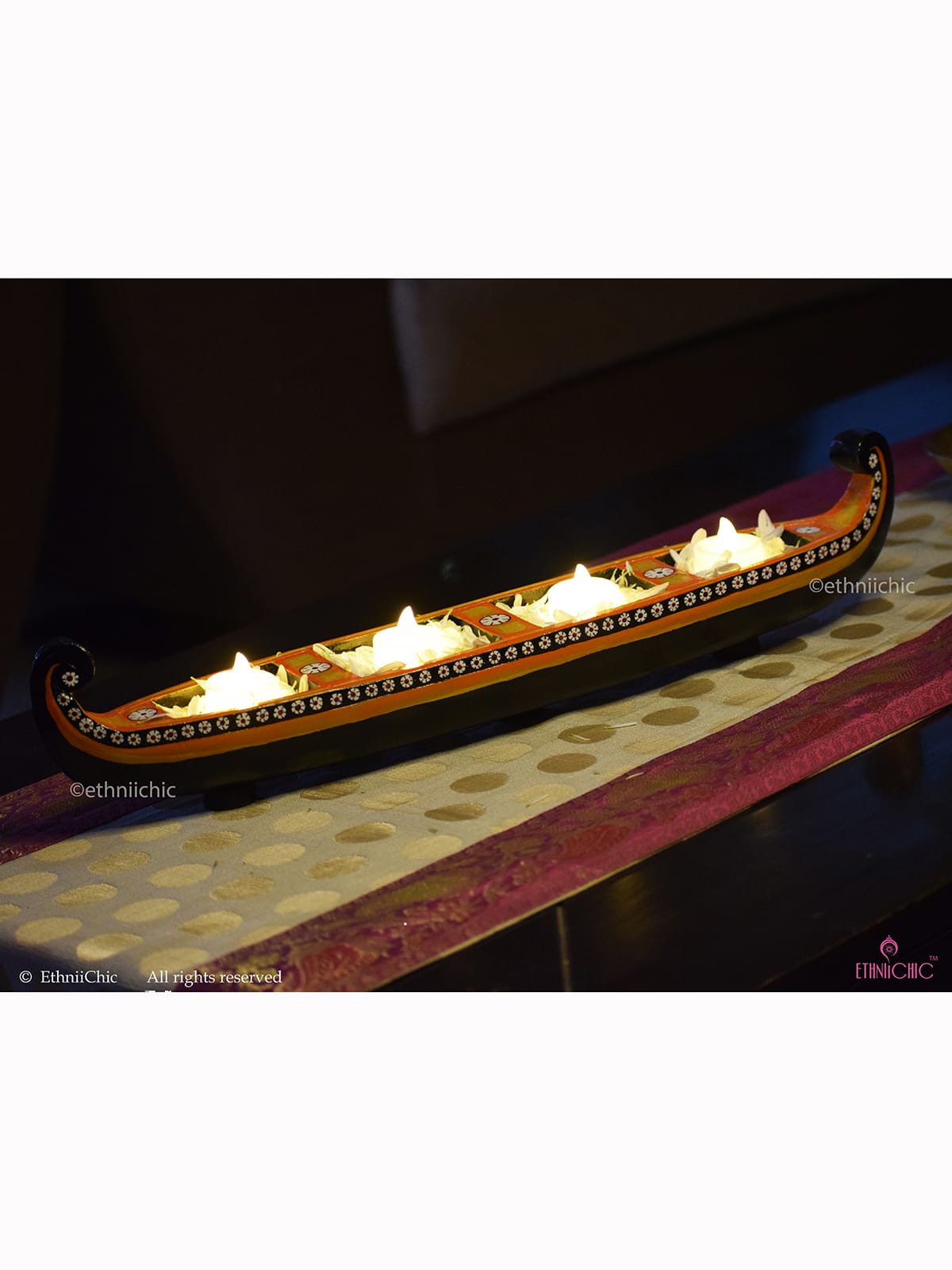 Wooden Hand painted Boat - Design 1