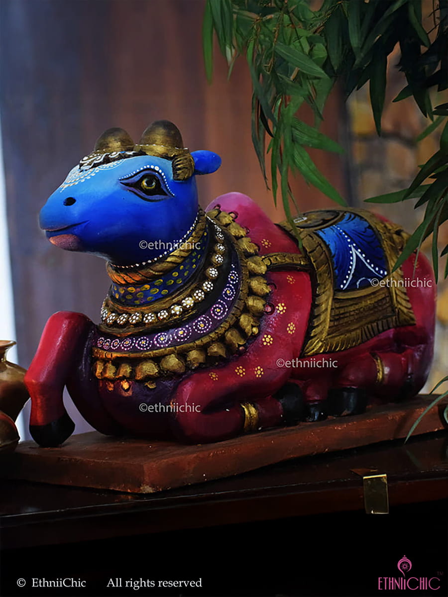 Wooden Hand painted Nandi - 17"