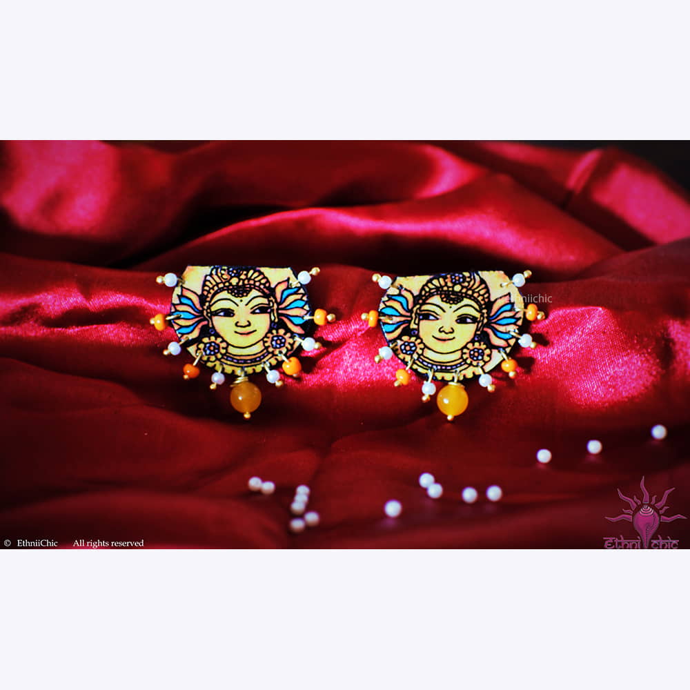 Hand painted Earring Studs - Mural face image 0