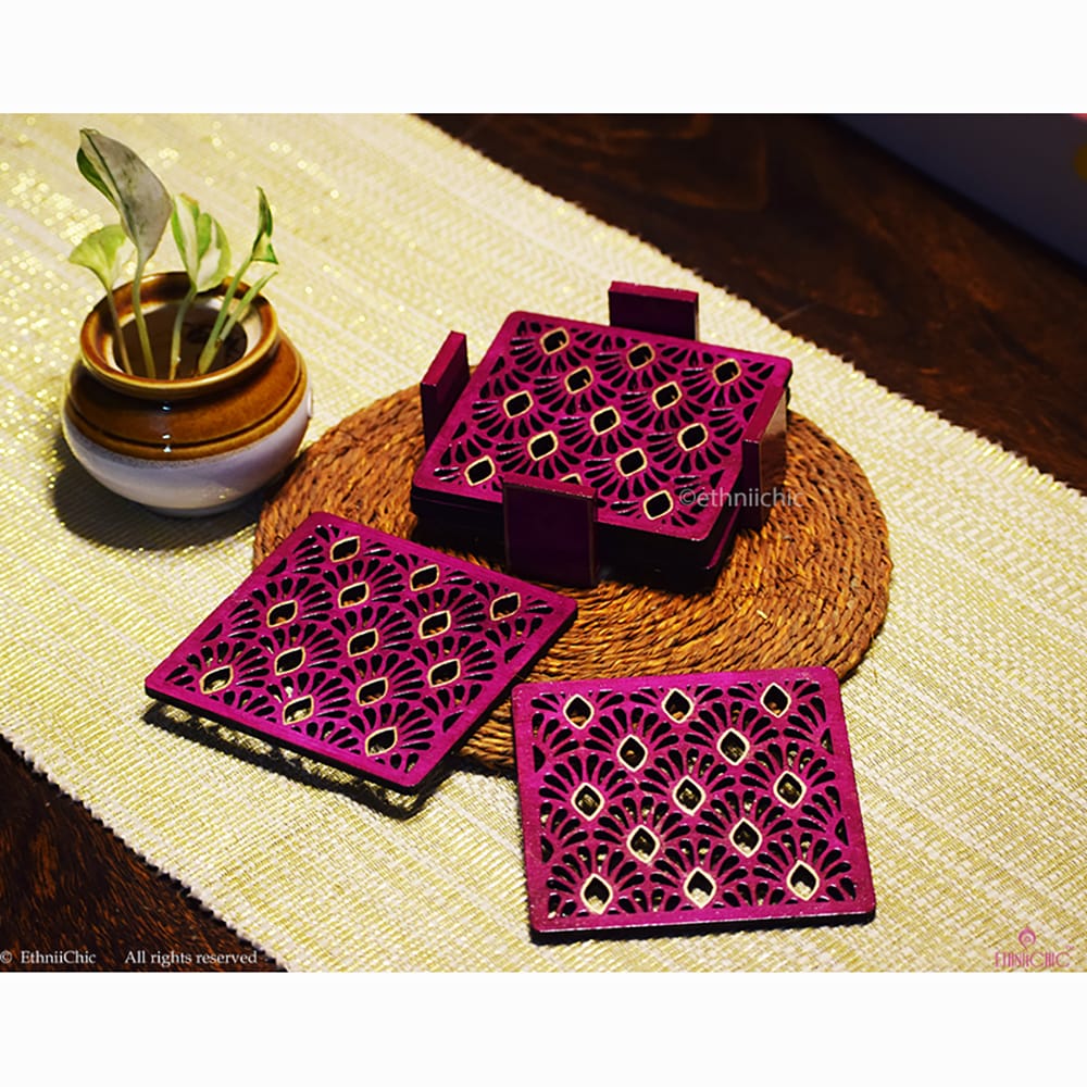 Hand Painted Jaali Coaster Set 2 image 0
