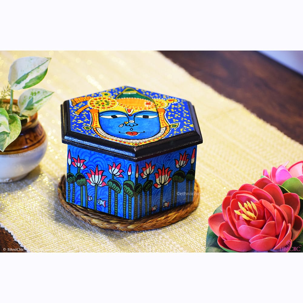 Multipurpose Hexagon Box - Hand painted Srinathji image 2