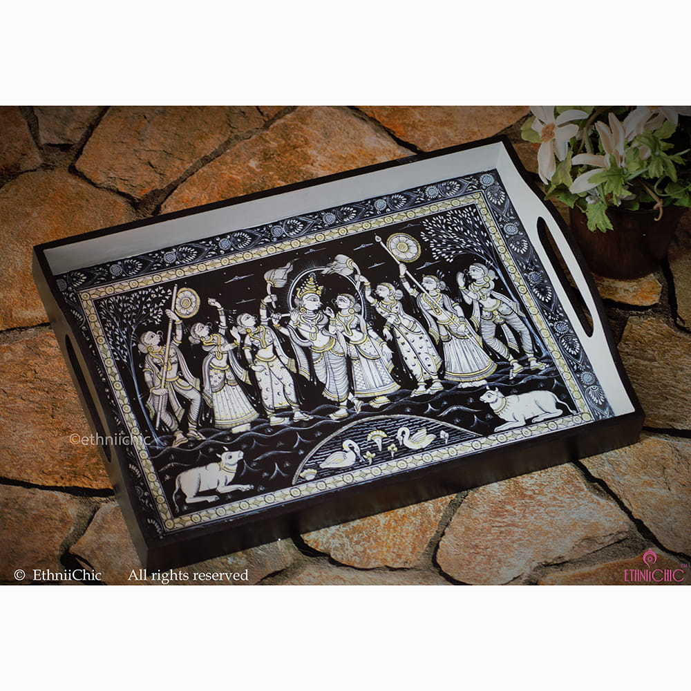 Leela - Pattachitra B and W Big Tray image 0