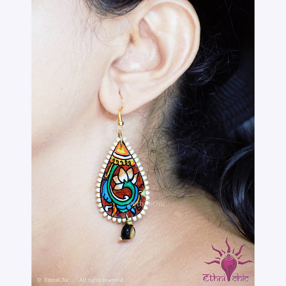 Hand painted Earrings- Mural Motif 7 image 1