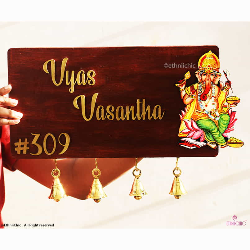 Handpainted Wooden Name board - Ganesha 2 image 0