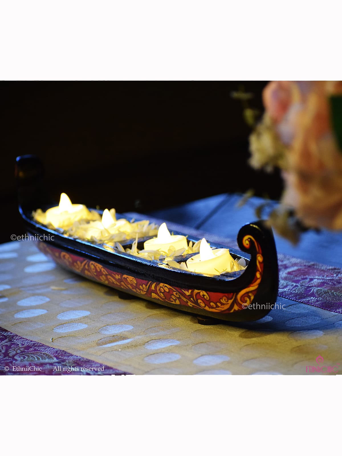 Wooden Hand painted Boat - Design 2