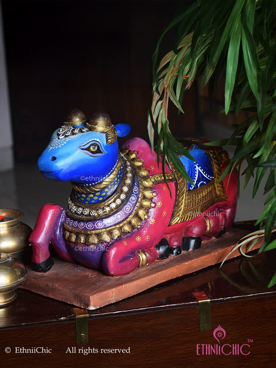 Wooden Hand painted Nandi - 17"