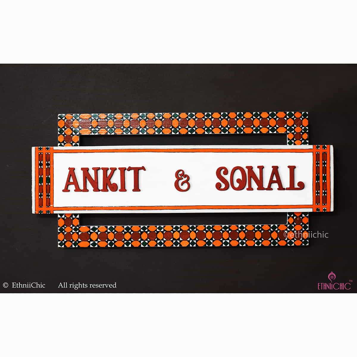 Handpainted Wooden Name board - Athangudi image 3