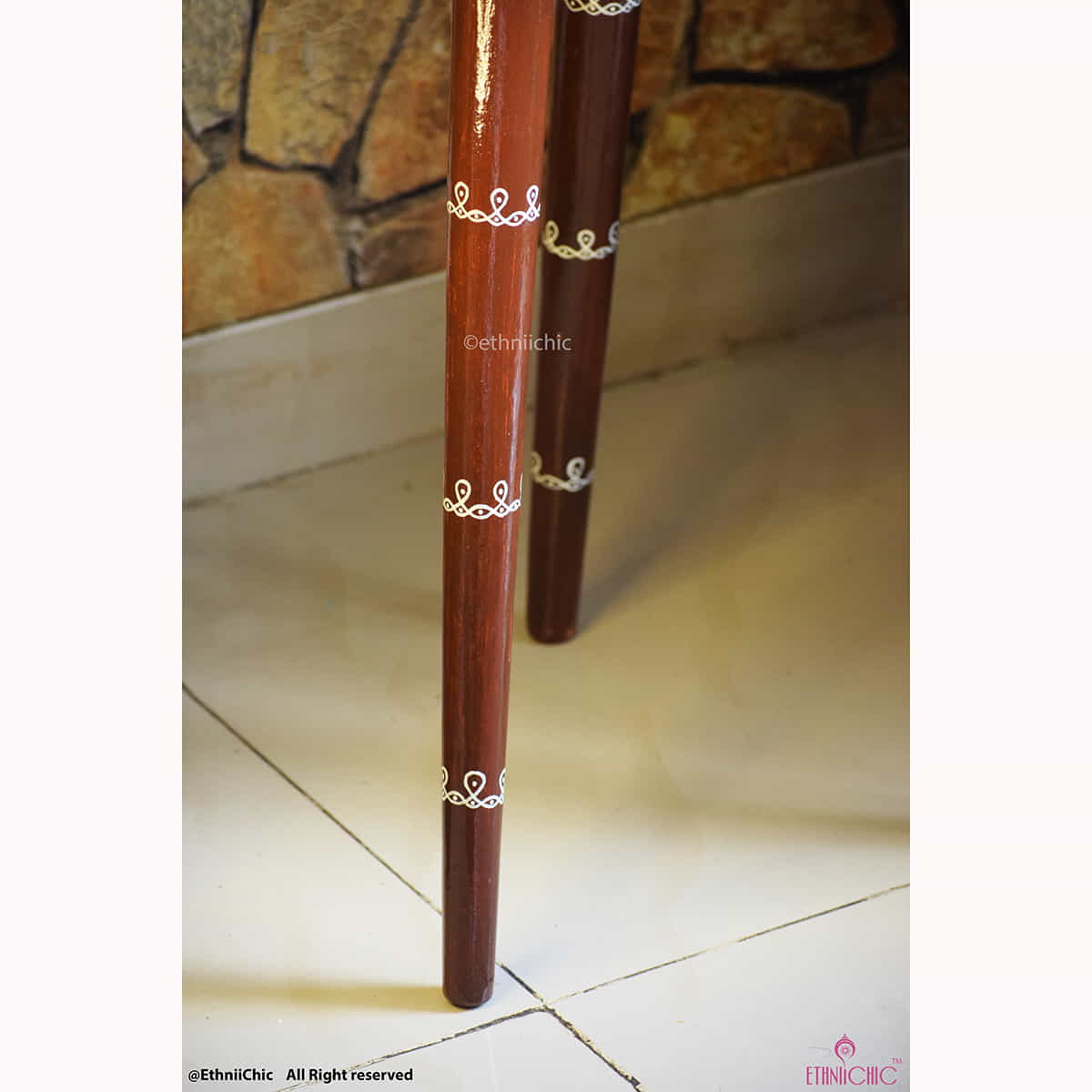Handpainted Wooden Kolam Peg Table image 5