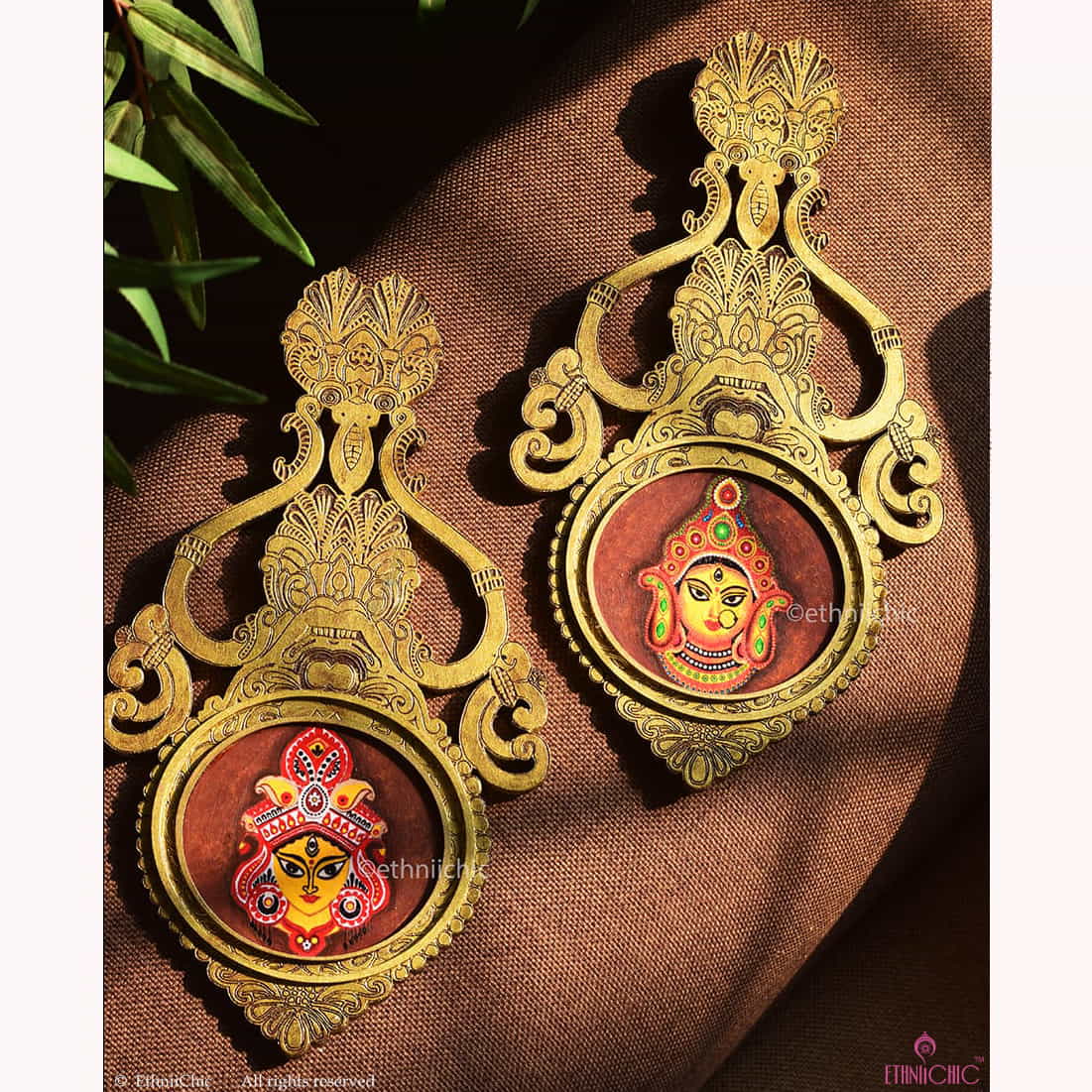 Wooden Aranmula Wall Frames- Durga - set of 2 image 0