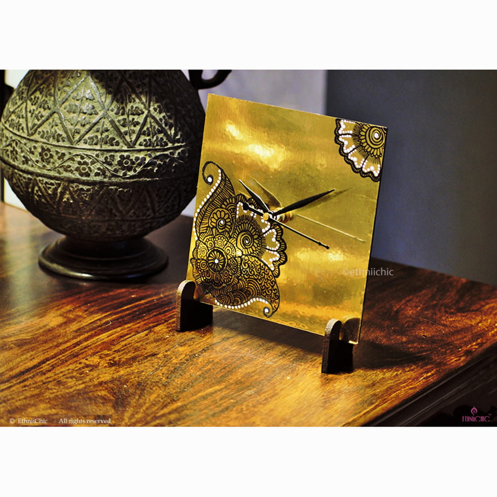 Hand painted Henna Table Clock 1 image 2