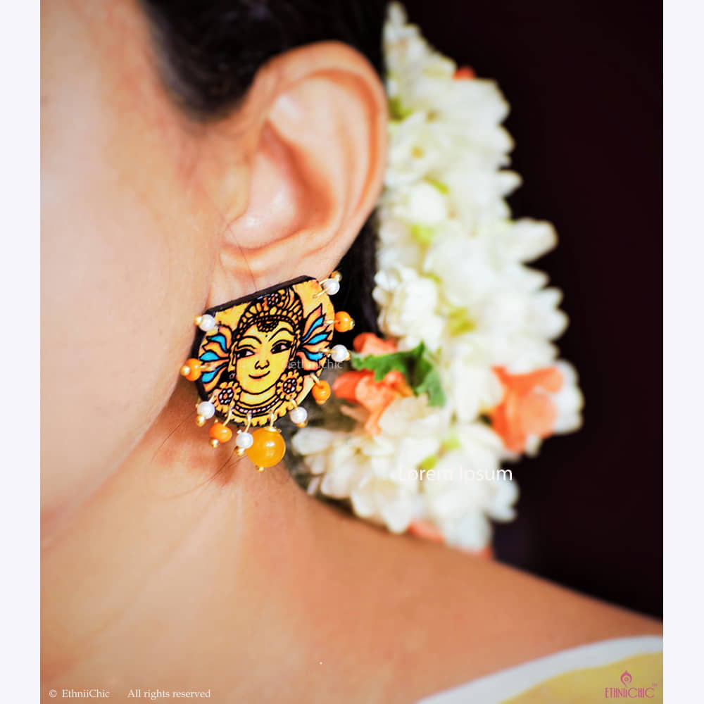 Hand painted Earring Studs - Mural face image 2
