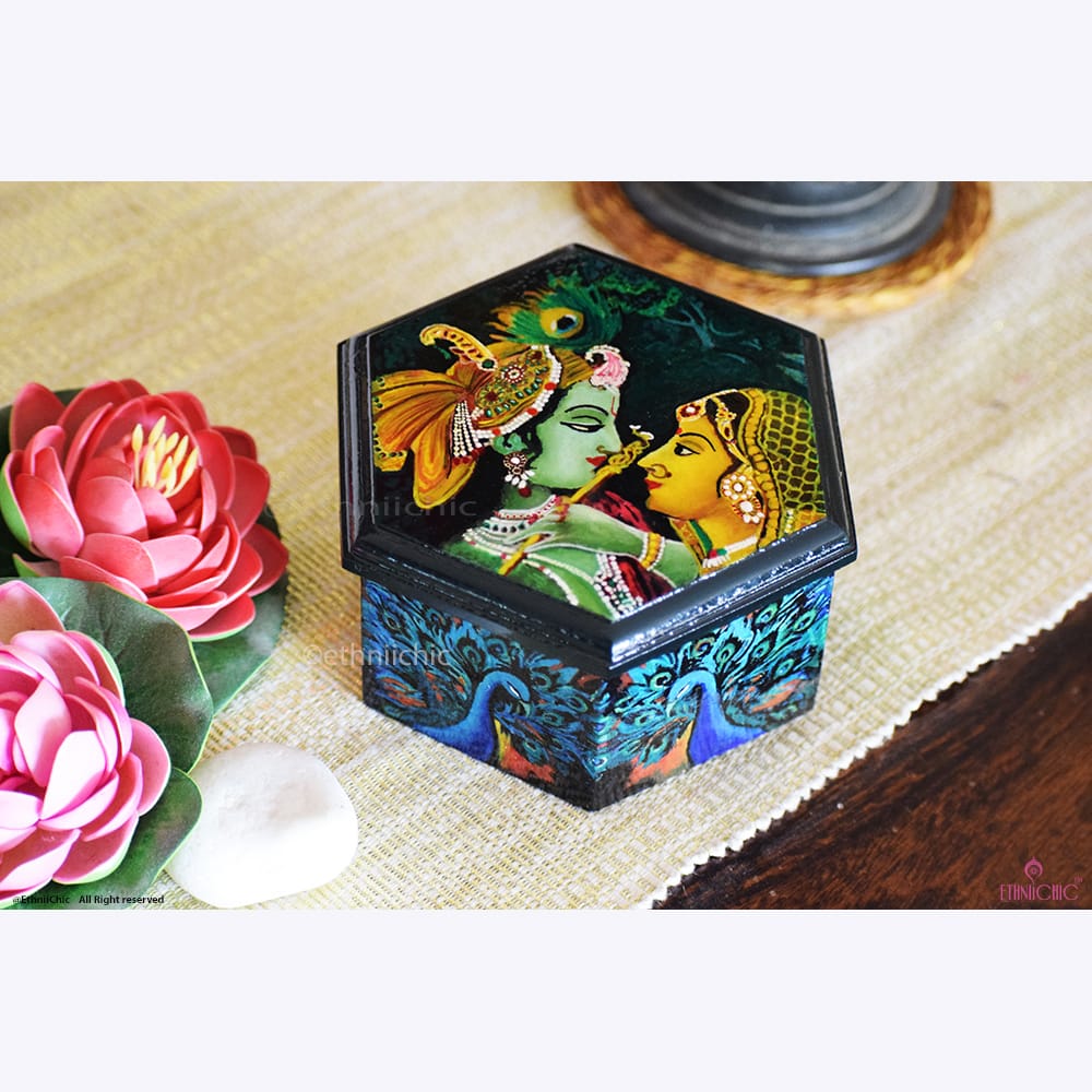 Multipurpose Hexagon box - Krishna Radha image 1