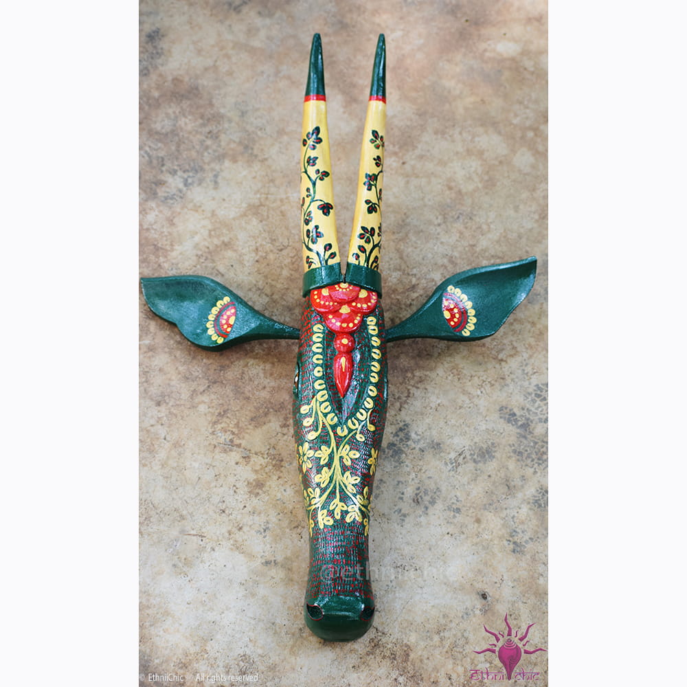Hand painted 18" Narrow Cow Head - Emerald Green image 2