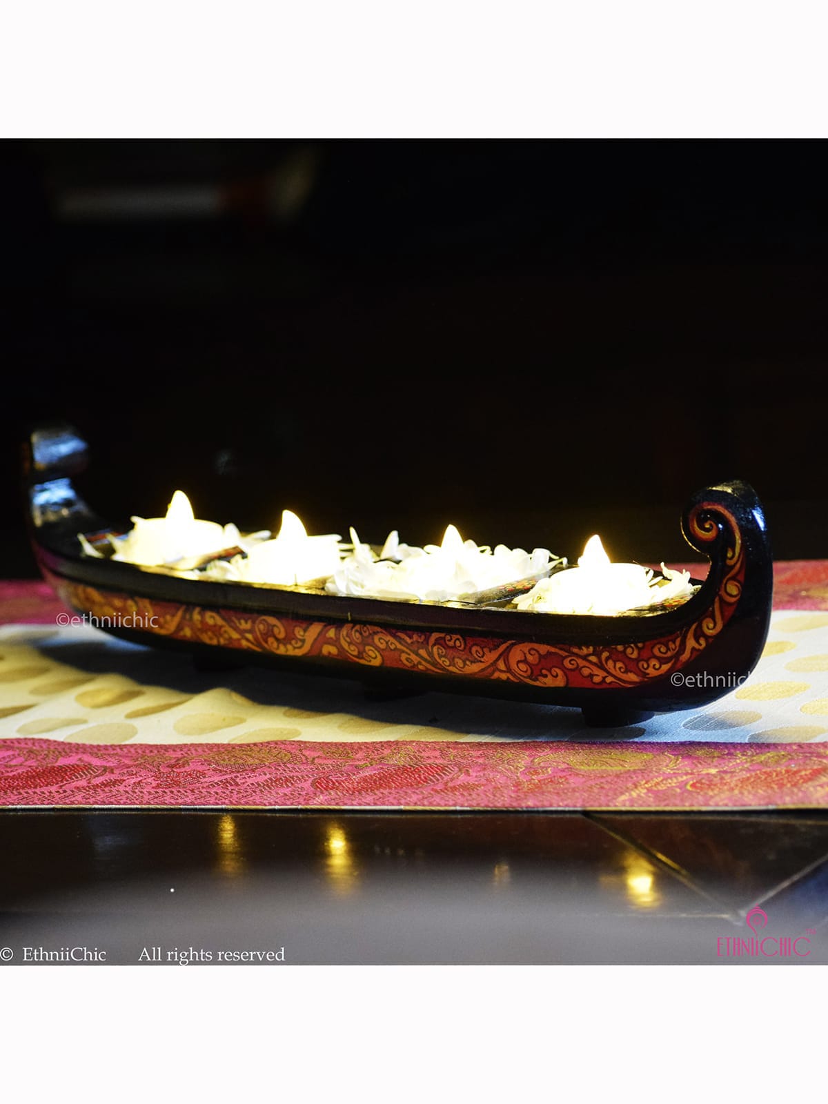 Wooden Hand painted Boat - Design 2