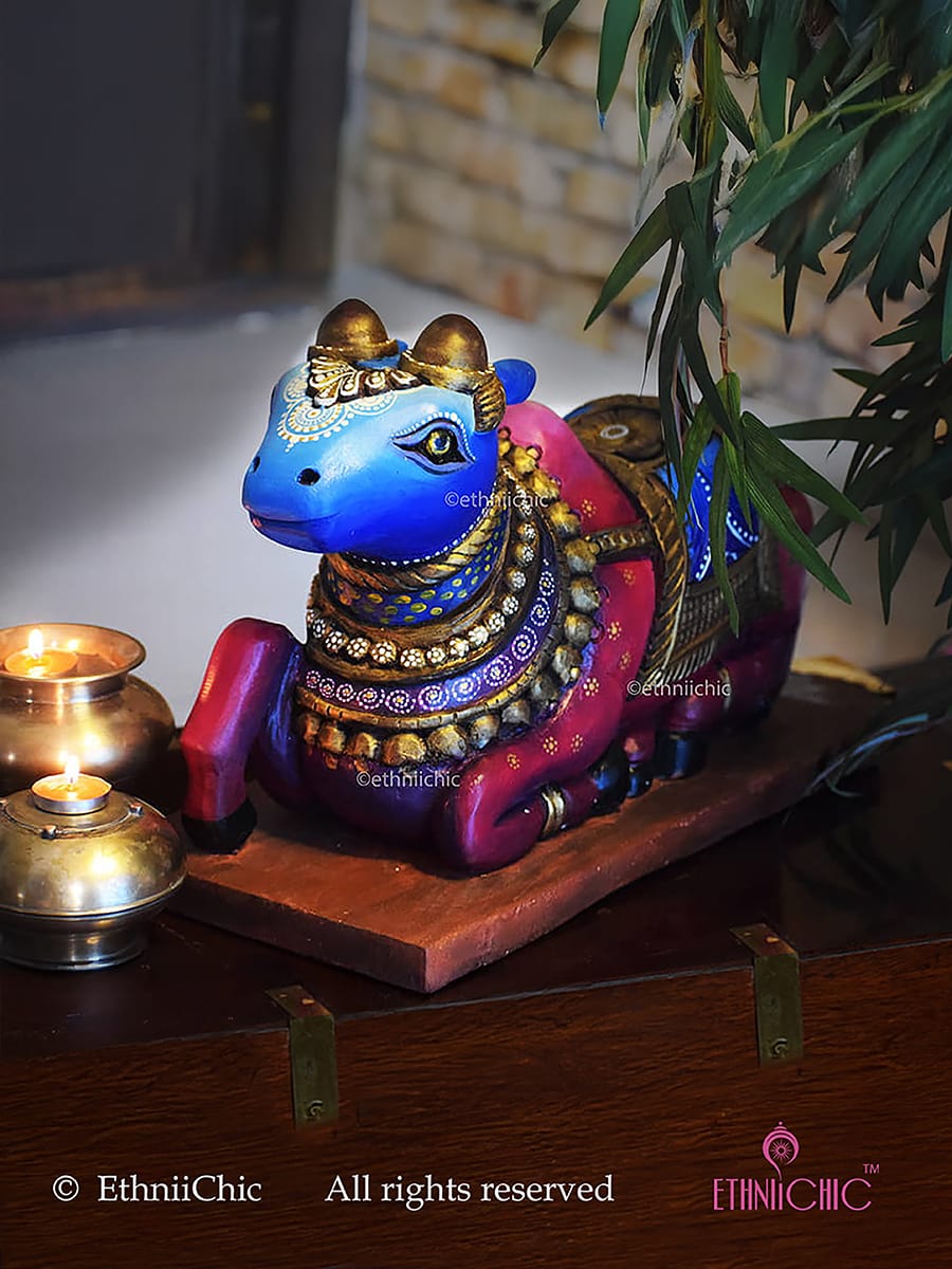 Wooden Hand painted Nandi - 17"