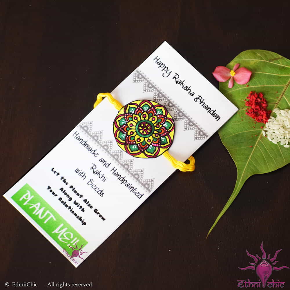 Handpainted Rakhi On Seed Paper Mandala Design 7 image 0