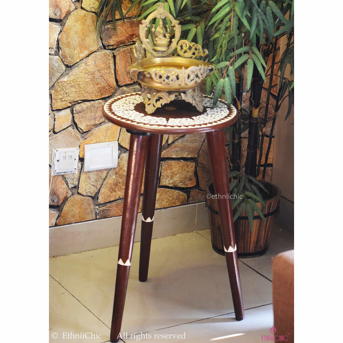 Handpainted Wooden Alpona Peg Table image 4