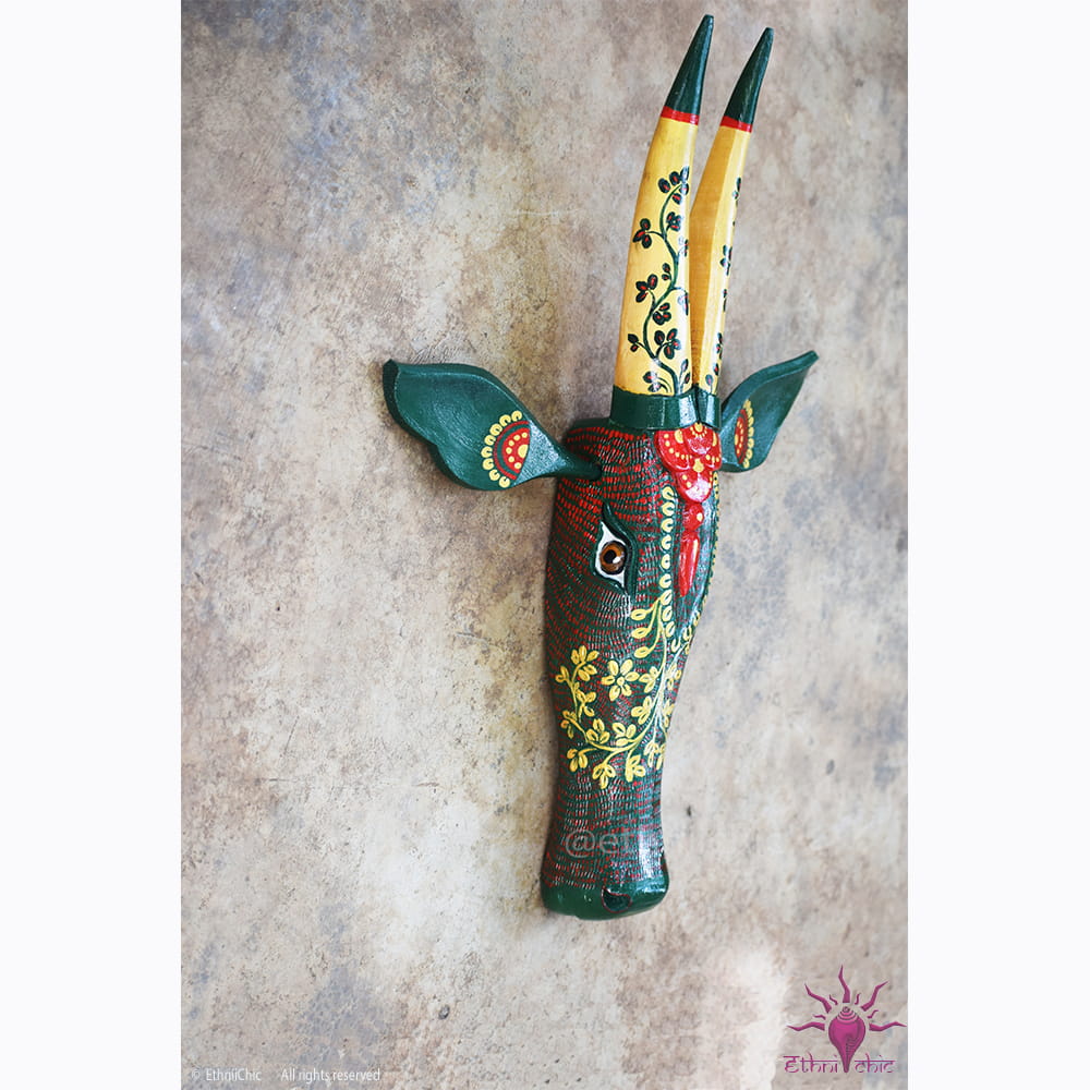 Hand painted 18" Narrow Cow Head - Emerald Green image 0
