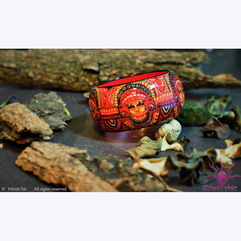 Theyyam Hand crafted Wooden Bangle image 0