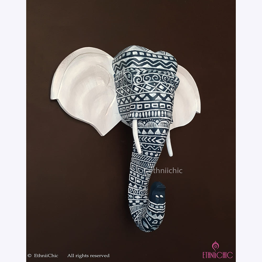 Hand Painted Aztec Elephant Head image 1