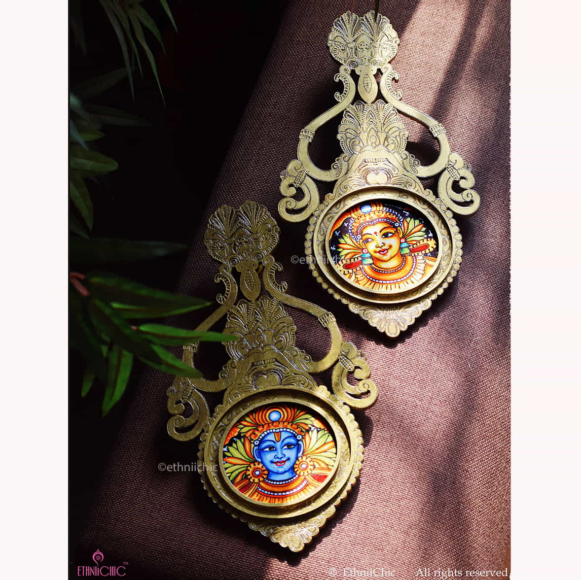 Wooden Aranmula Wall Frames - Kerala Mural - set of 2 image 0