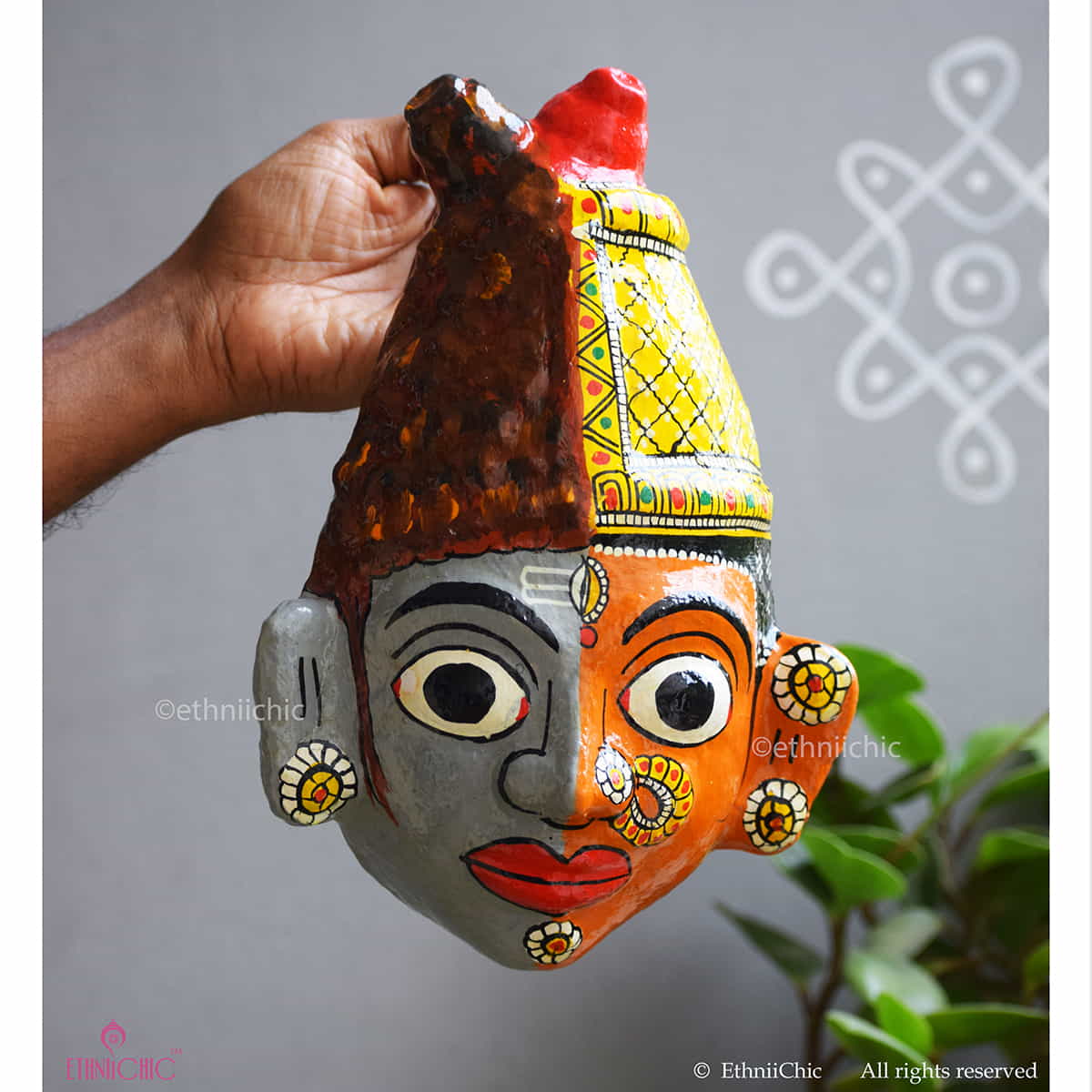 Ardhanarishwar Cheriyal Mask - 10" image 1