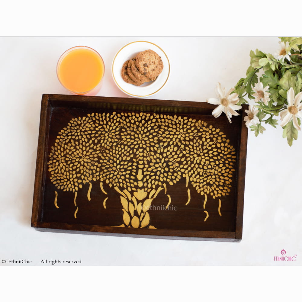 Hand painted Tree of Life Serving Tray image 1