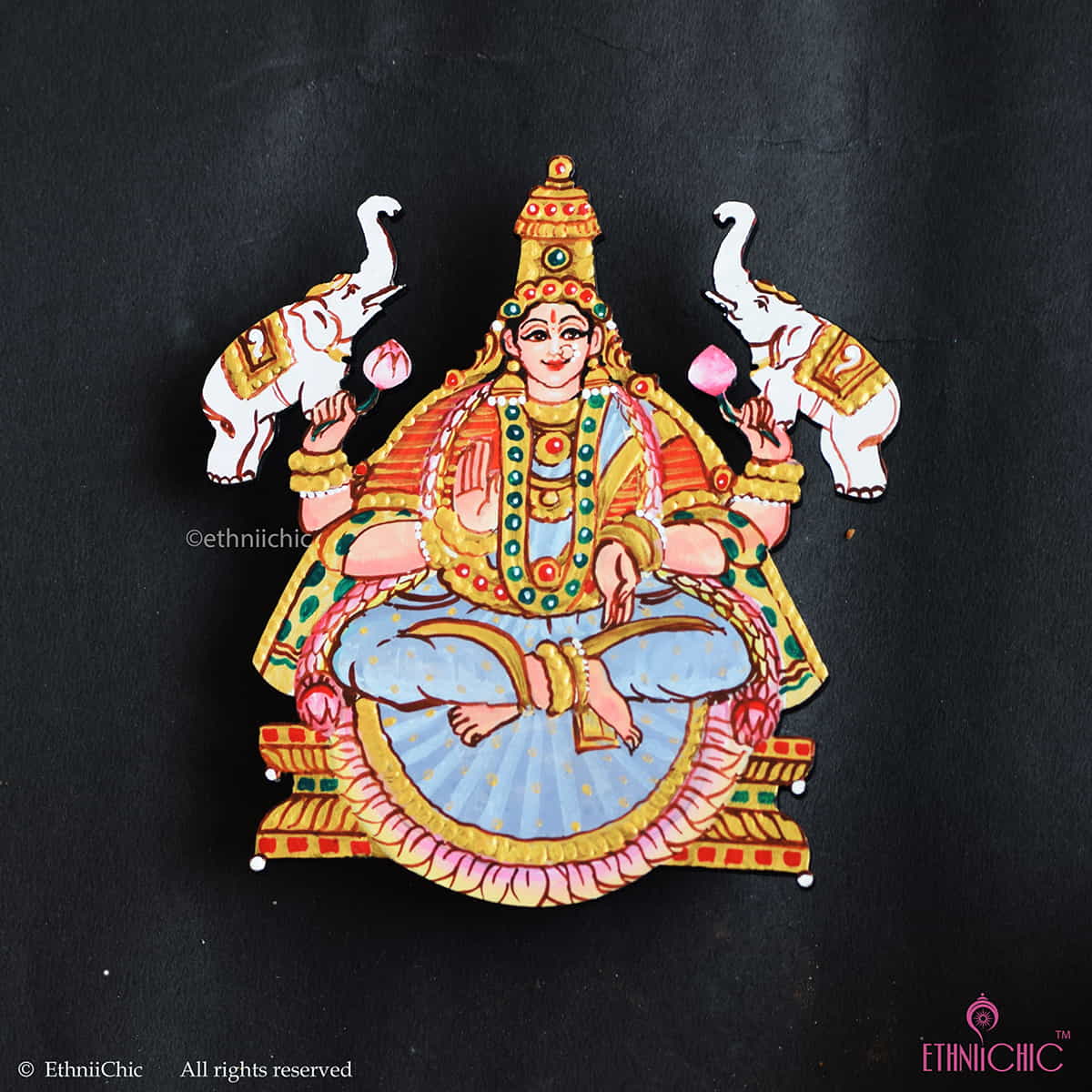 Hand painted Gajalakshmi Wooden Cut Out image 0