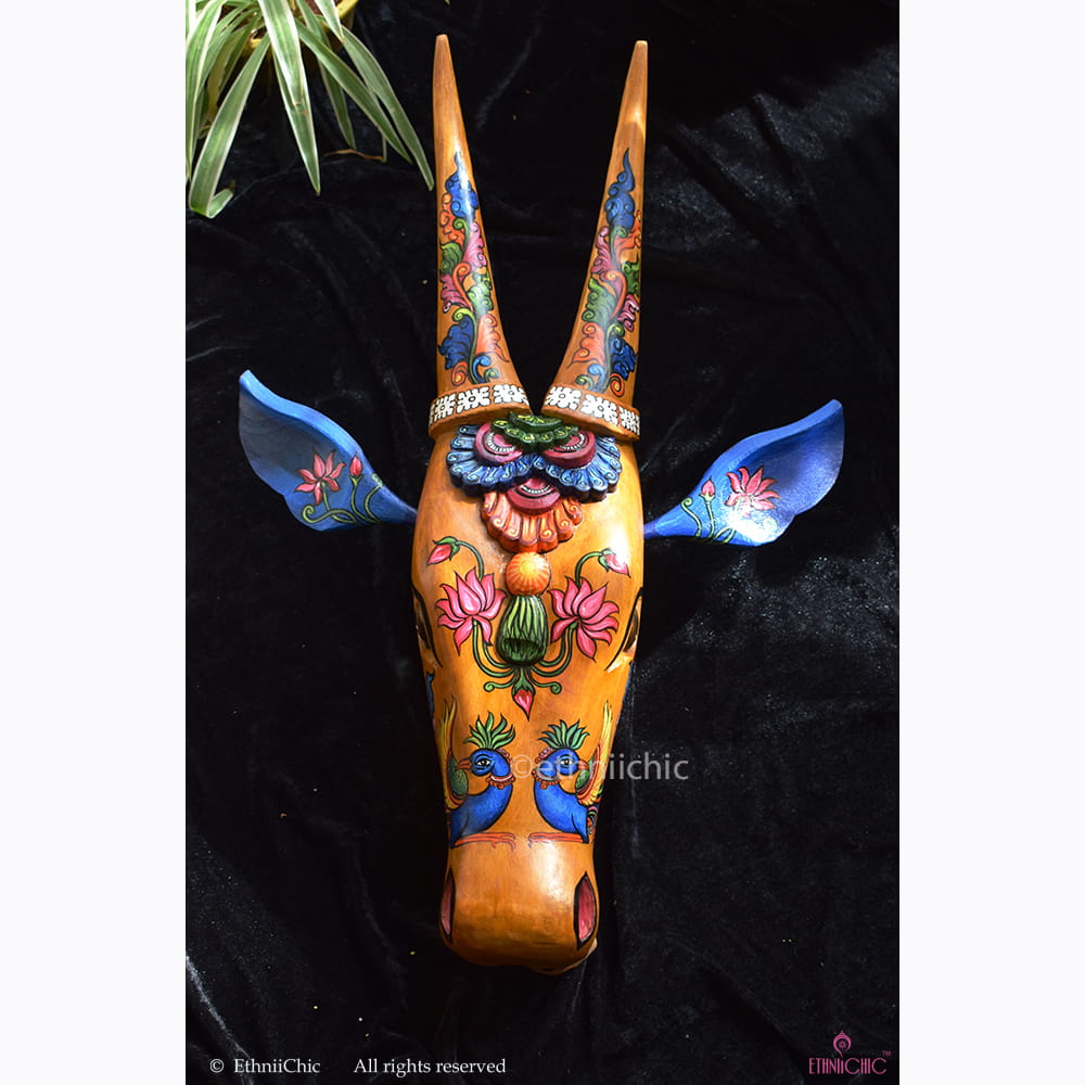 Hand painted 24" Bull Head - Kerala Mural Motifs image 2