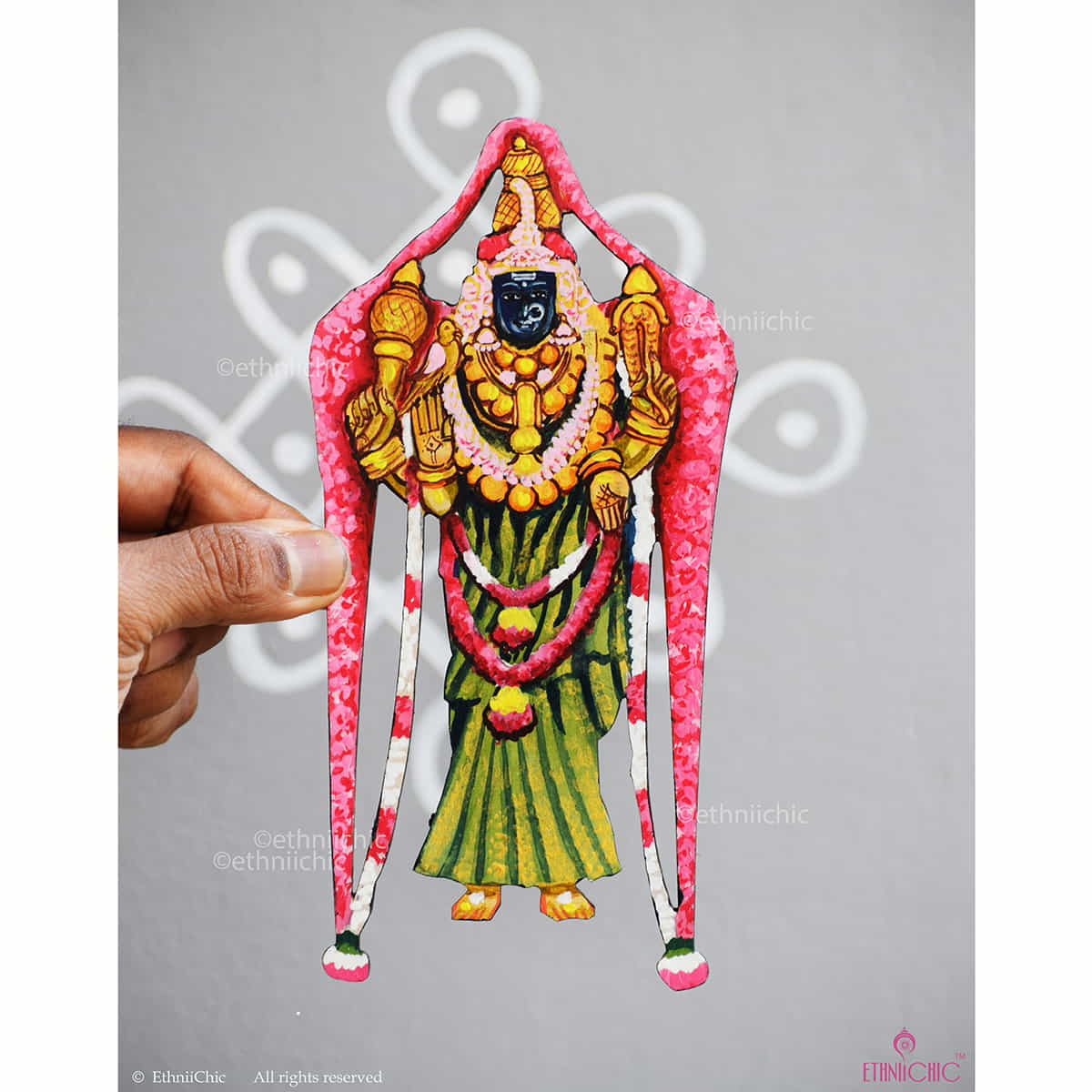 Hand painted Wooden Vadivudai amman Cut Out image 0