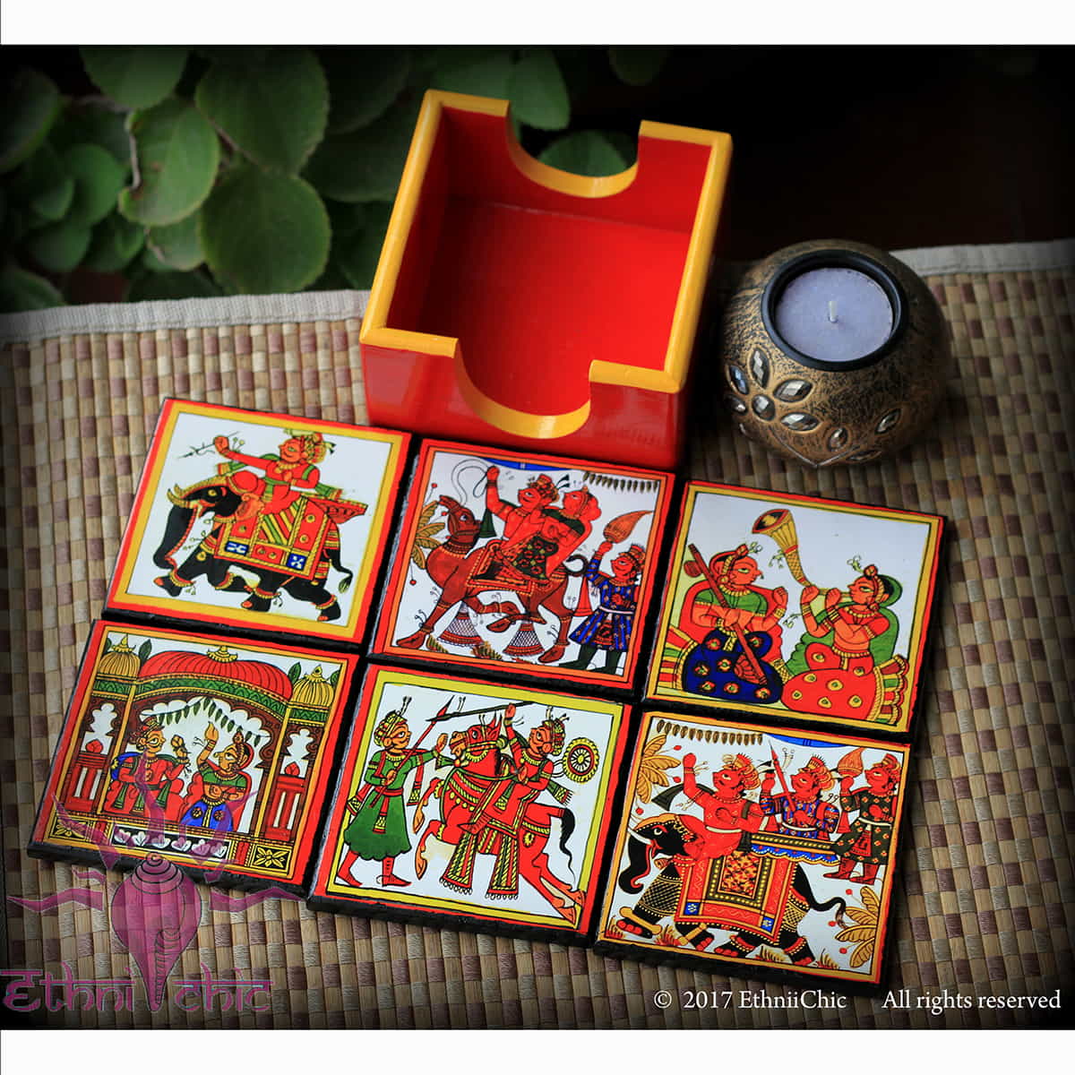 Wooden Tea Coasters - Phad Art image 0