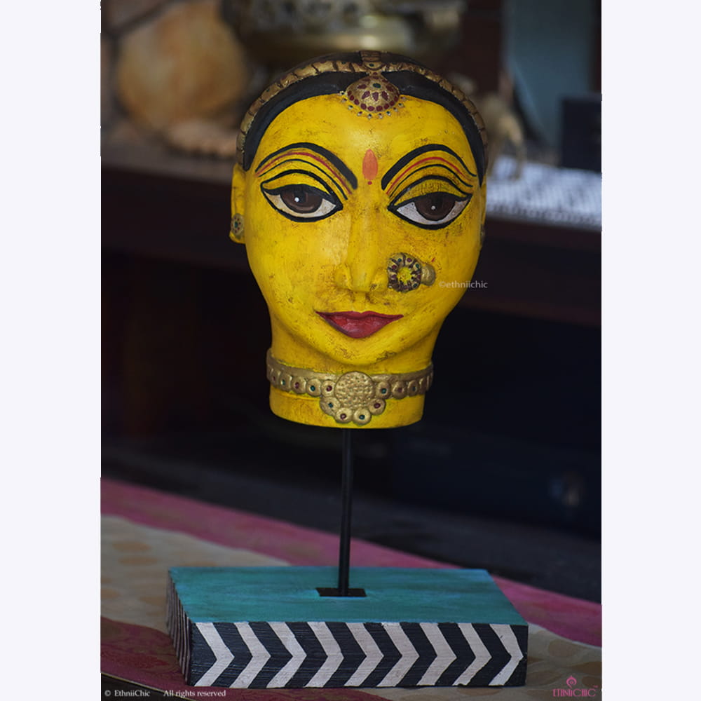 Wooden Hand painted Gouri Head image 1