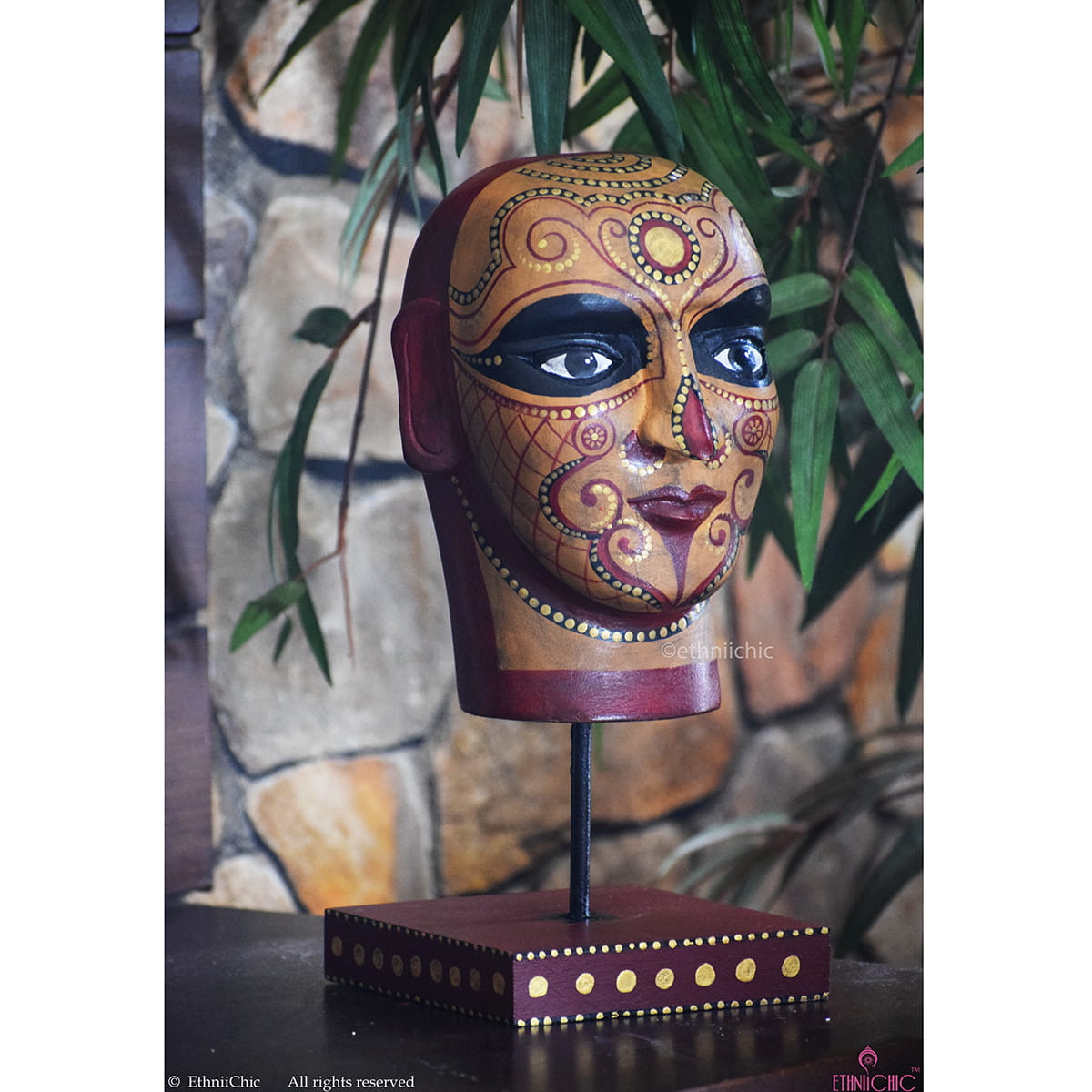 Theyyam Head with stand - 13" image 1