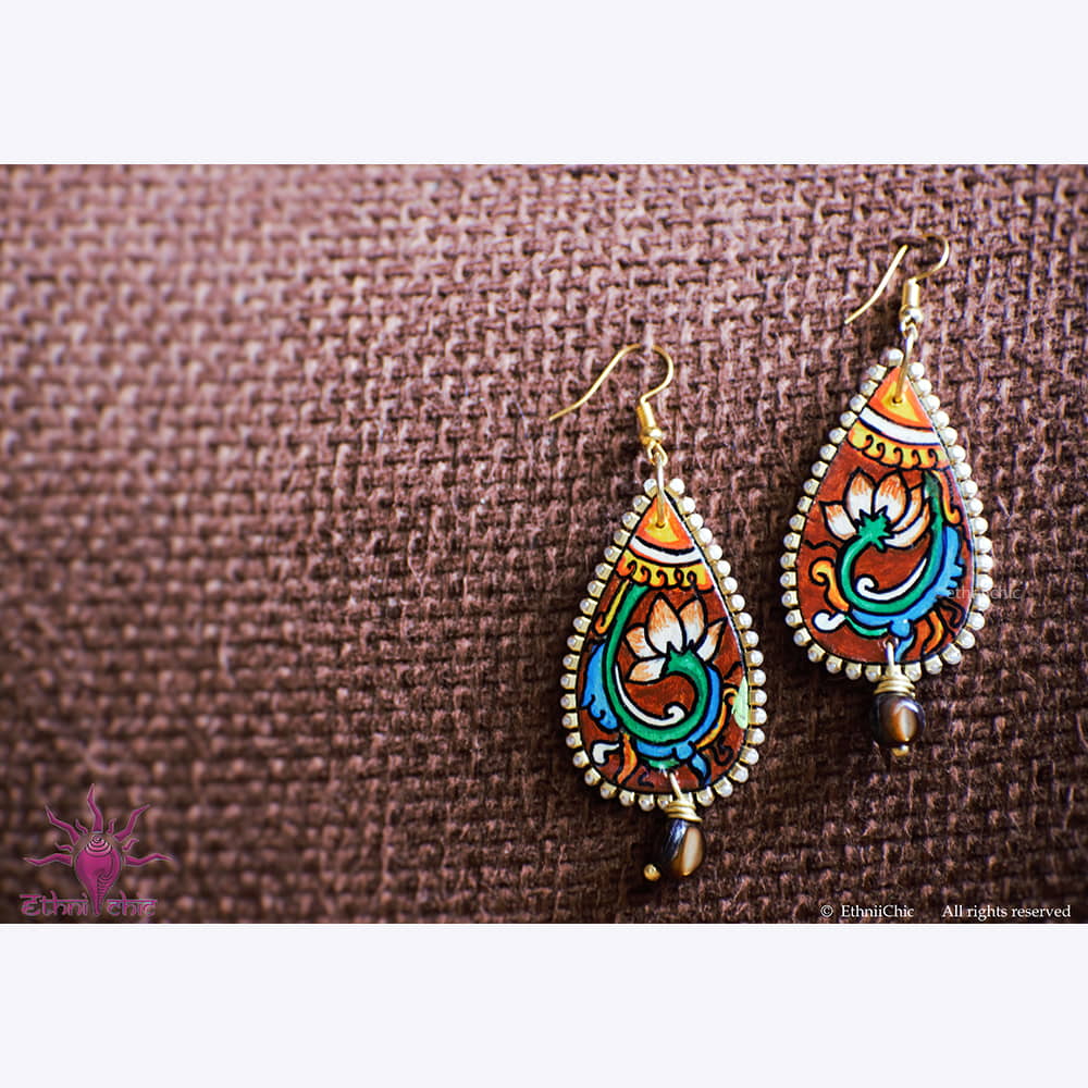 Hand painted Earrings- Mural Motif 7 image 0